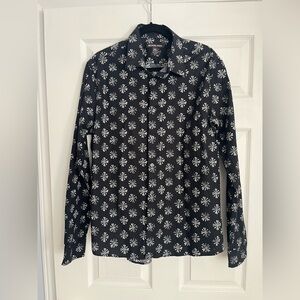 Michael Kors Black Shirt with White Floral Pattern